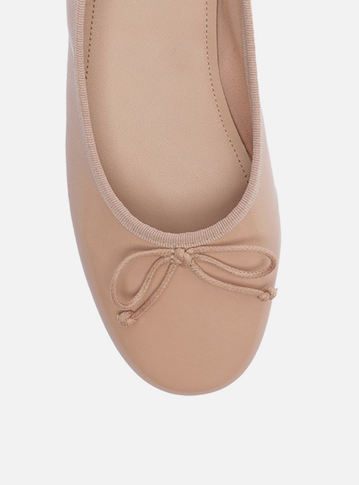 Sapatilha Rosa Couro Shiny Bico Redondo Laço