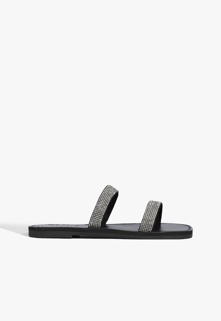 Slide Double Strap Strass Black