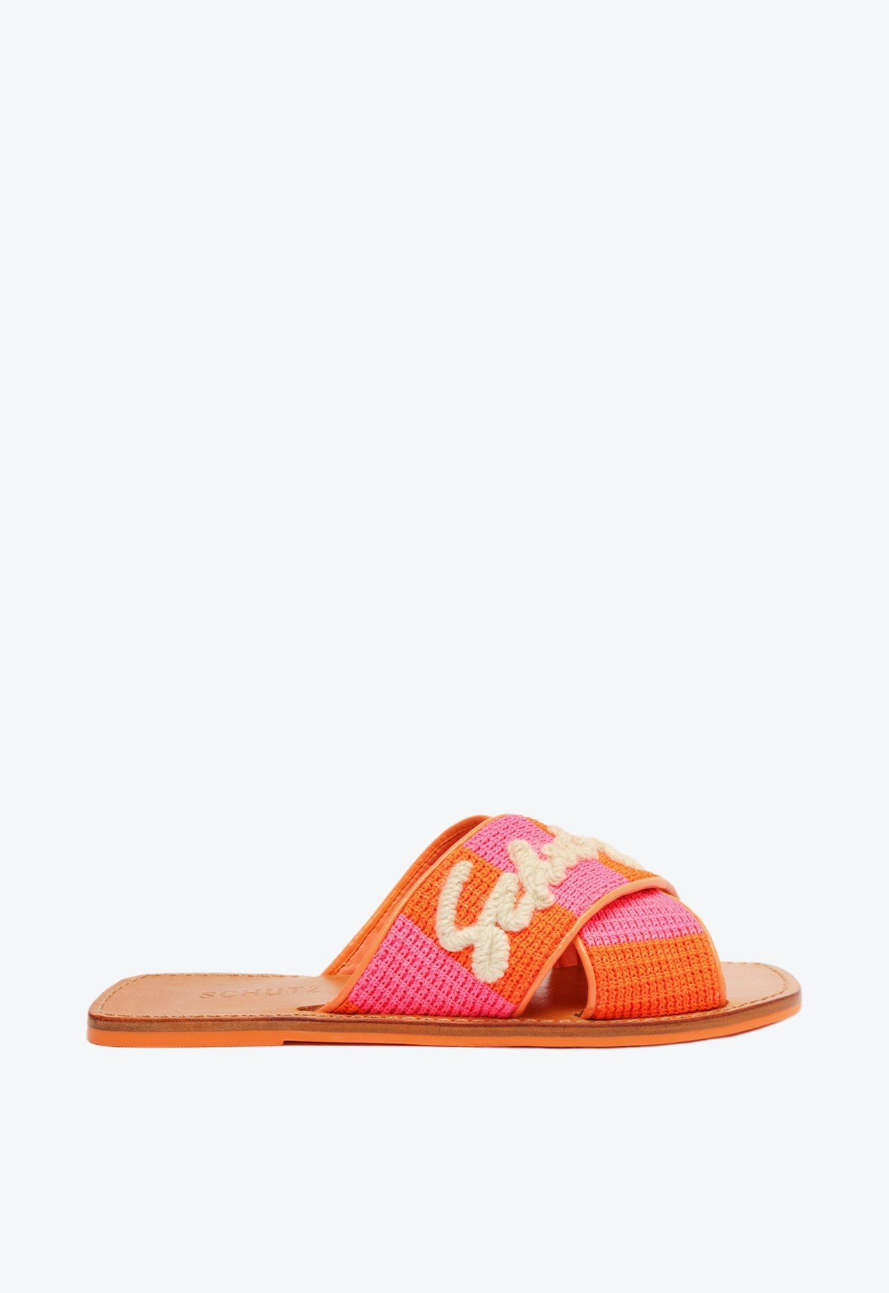 Sandália Rasteira Laranja E Rosa Schutz X | ZZ MALL