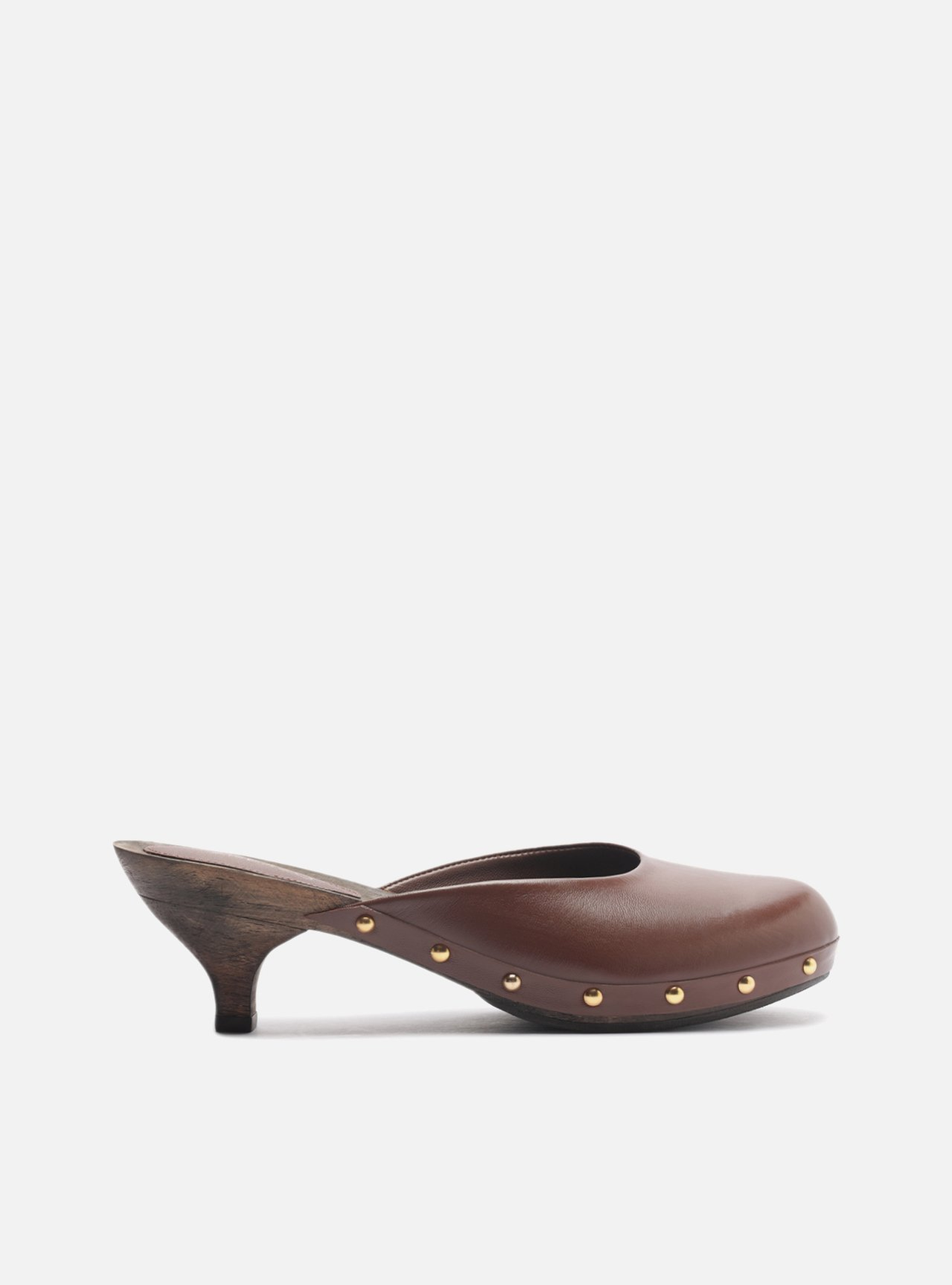 Mule Clog Marrom Couro Salto Baixo | ZZ MALL