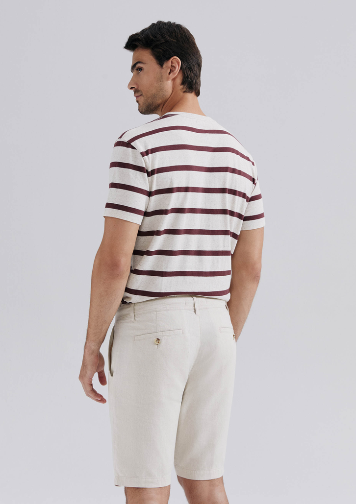 Bermuda Bege Hering Básica Masculina Chino Em Linho