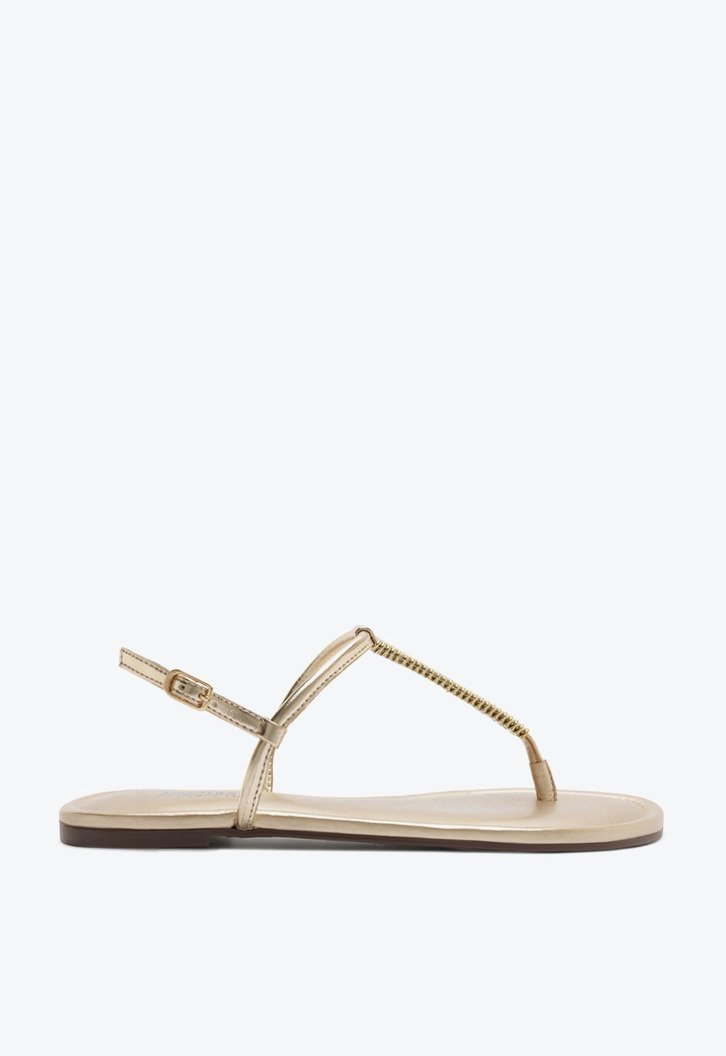 Rasteira Slim Adorno Metal Dourada