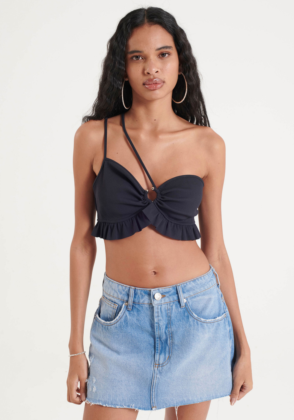 Top Preto My Favorite Things Cropped Assimétrico | ZZ MALL
