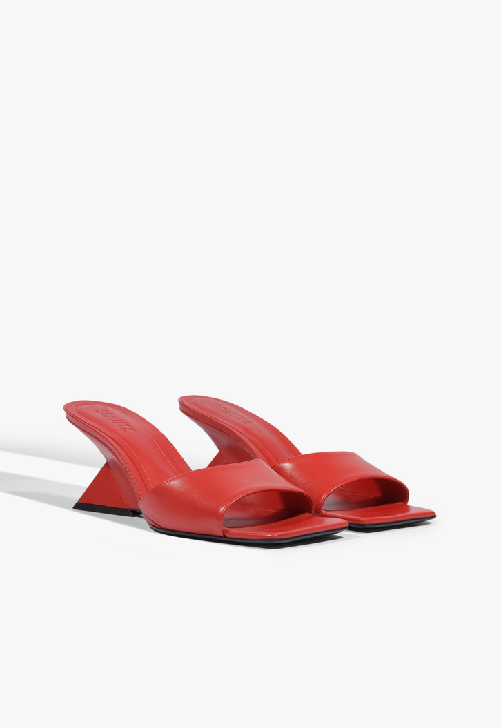 Tamanco Abbie Sculpt Couro Vermelho
