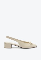 Sapatilha Slingback Bico Quadrado Bridão Branca