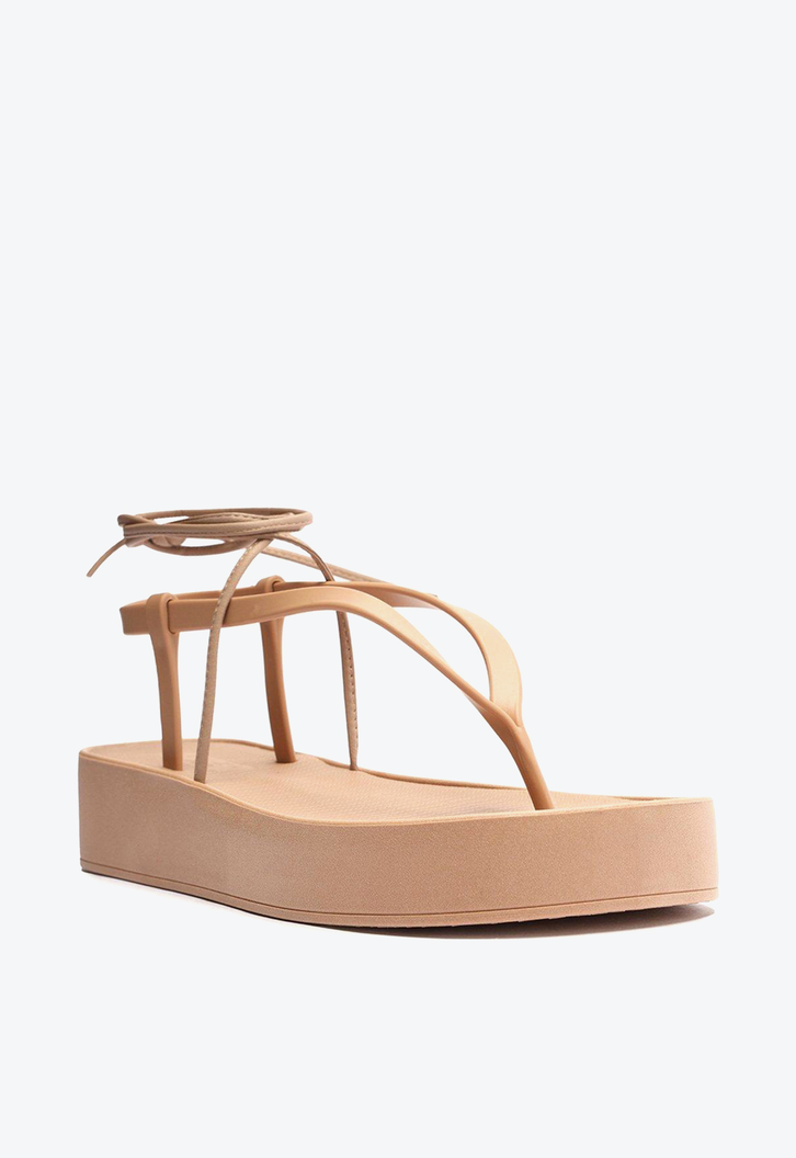 Sandália Flatform Marrom Brizza  Amarração Bela