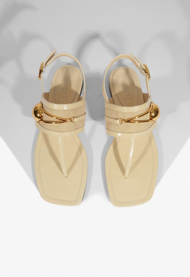 Sandália Rasteira Ornella Couro Branca