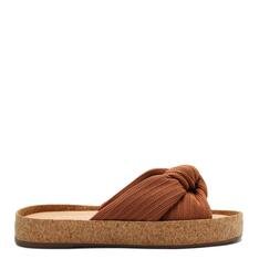 Rasteira Arezzo Marrom Knit Flatform Isis