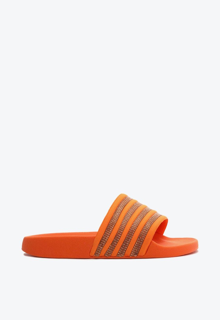 Rasteira Slide Laranja Anacapri Tiras Brilhosas