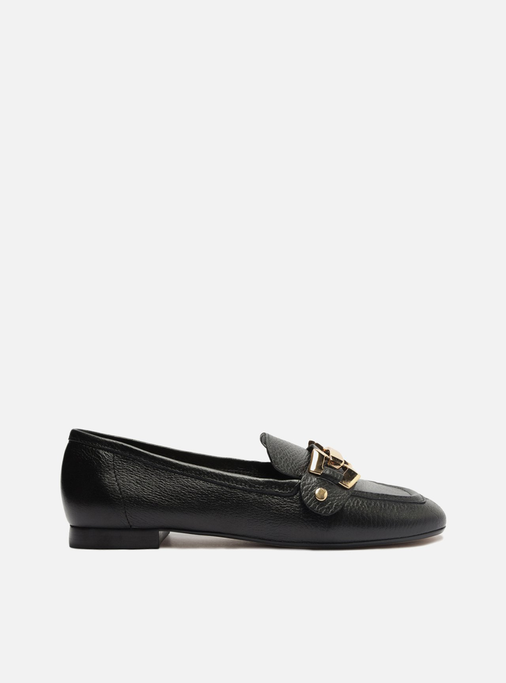 Loafer Preto Arezzo Couro Bridão Switch