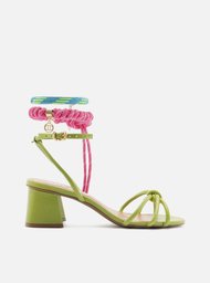 Sandália Verde Arezzo Salto Bloco Custom Anklet