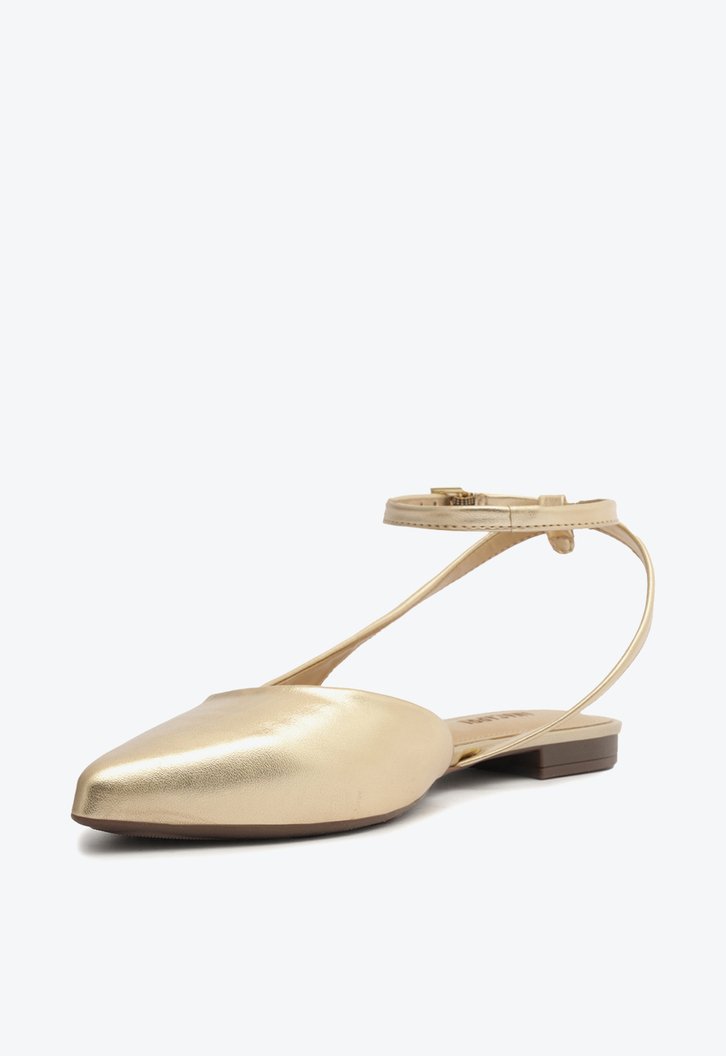 Sapatilha Bico Fino Dourada Fivela