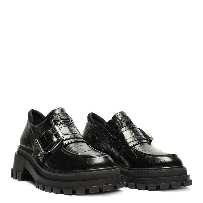 Sapato Schutz Mocassim Tratorado Croco Verniz Preto | ZZ MALL