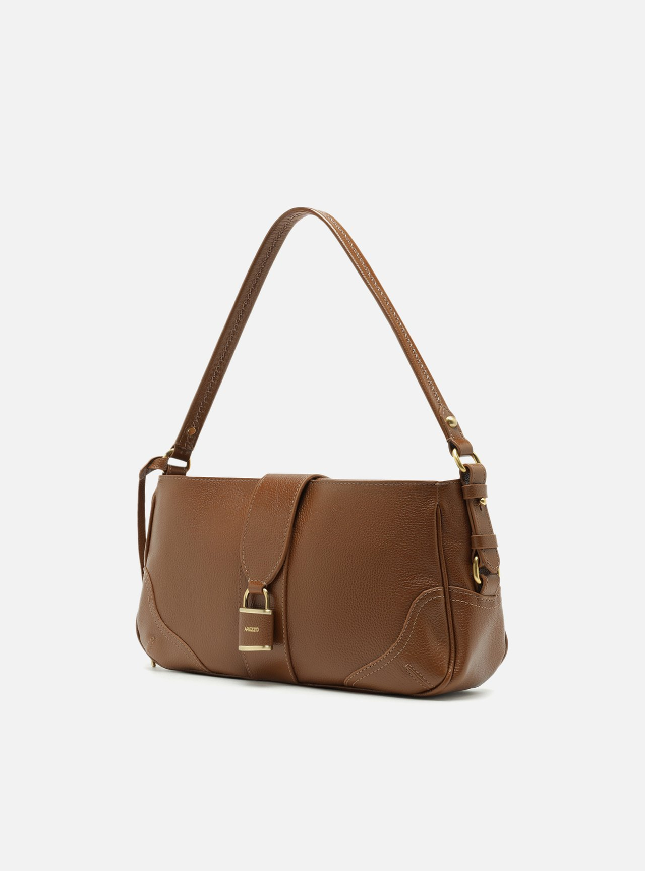Bolsa Tiracolo Caramelo Couro Média Cadeado | ZZ MALL