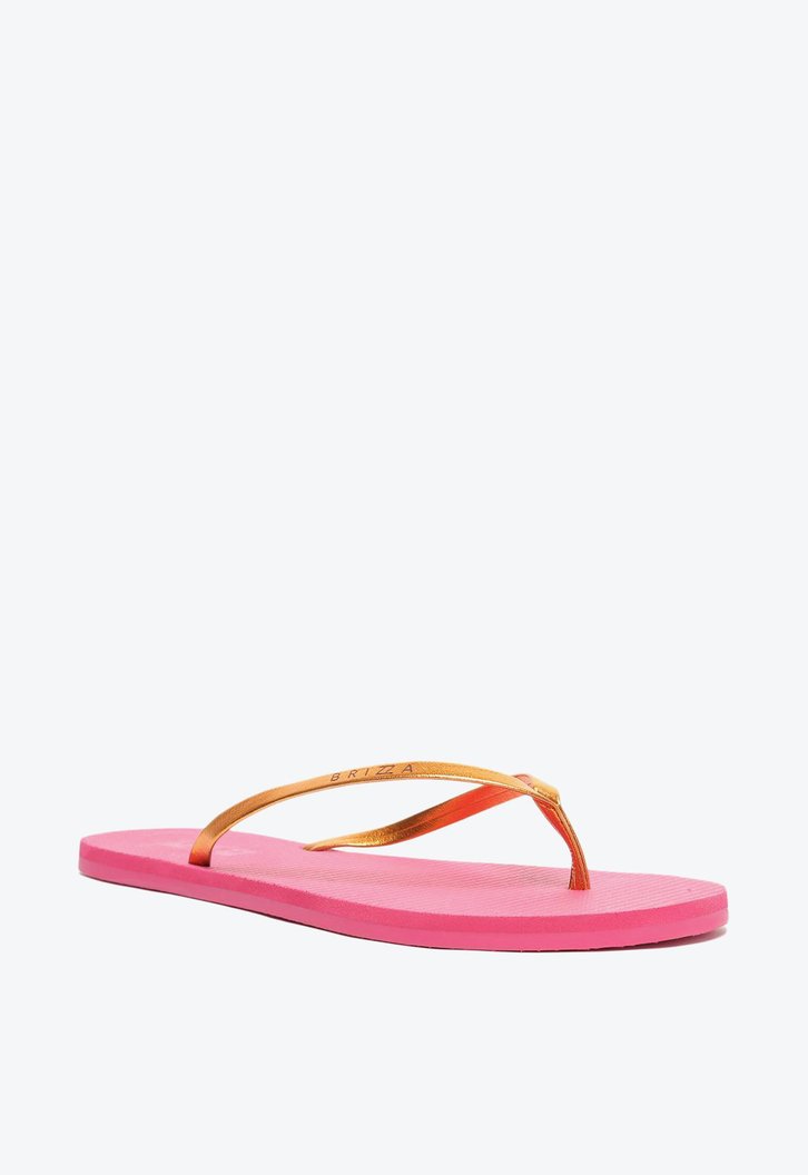 Chinelo De Dedo Rosa Brizza Tira Metalizada Laranja