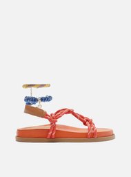 Sandália Papete Laranja Arezzo Couro Custom Anklet