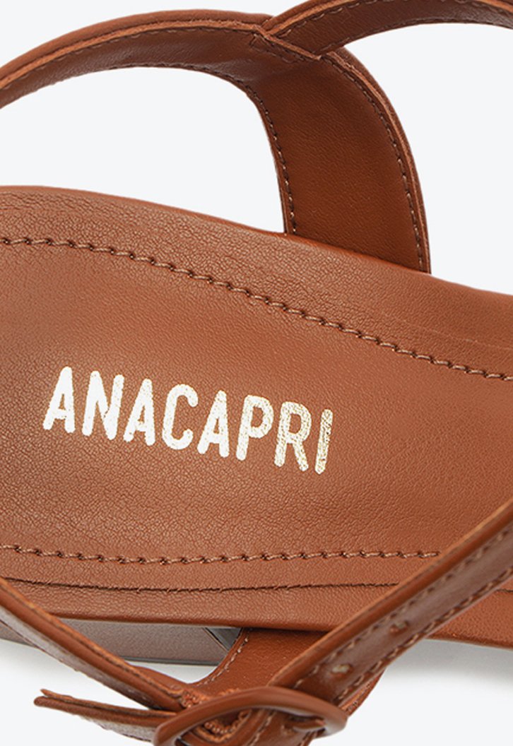 Sandália Salto Bloco Corrente Marrom