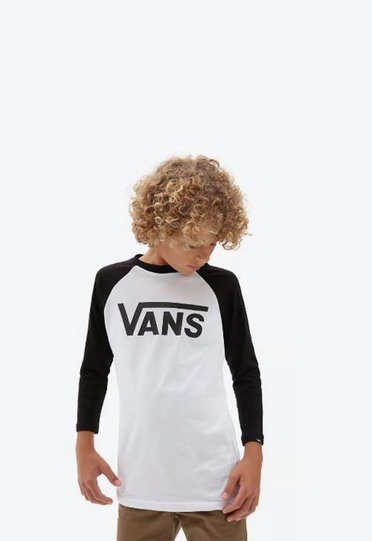 Camiseta Vans Infantil Classic Raglan White Black