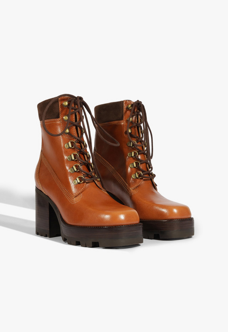 Bota Coturno 240 Lace Couro Marrom