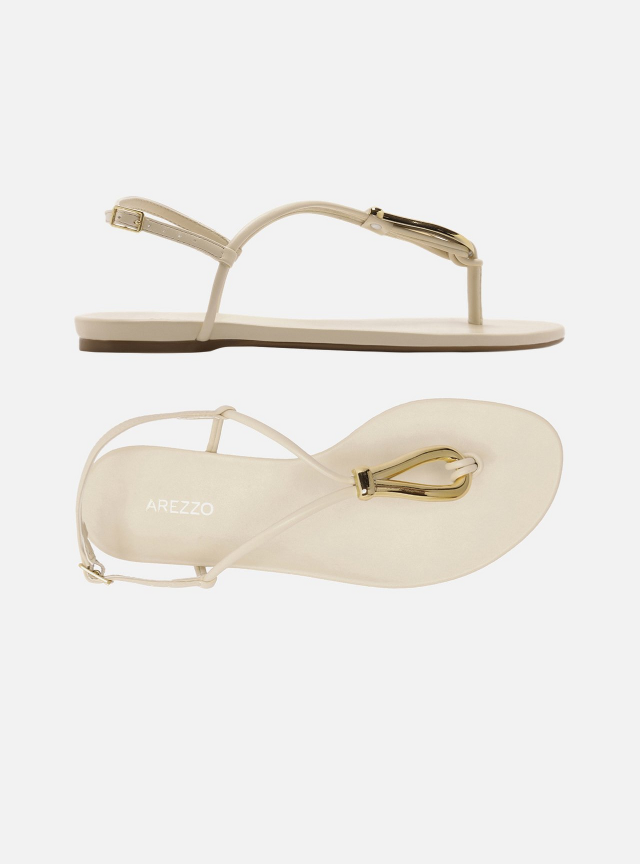 Sandália Rasteira Off White Slim Metal Dourado | ZZ MALL
