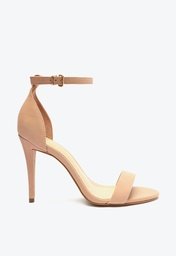 Sandália Nude Arezzo Nobuck Salto Alto Fino Isabelli
