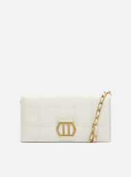 Bolsa Clutch Branca Arezzo Couro Pequena Matelassê Corrente