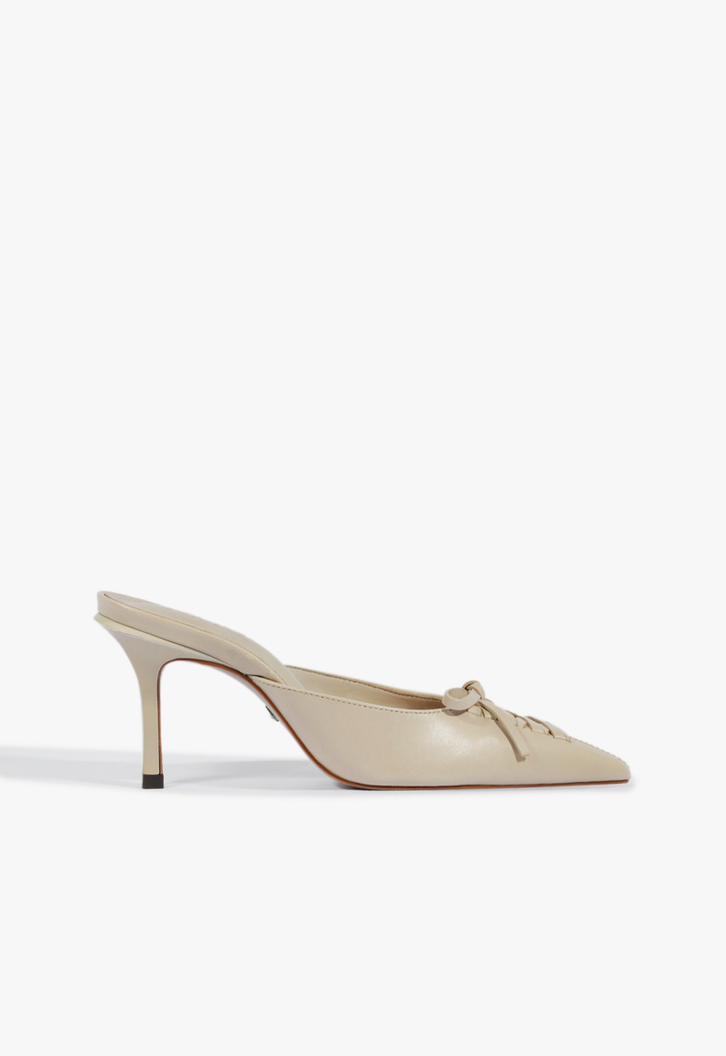 Sapato Mule Salto Cady Couro Off White