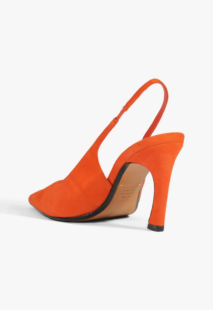 Scarpin Slingback Lexi Camurça Laranja Neon