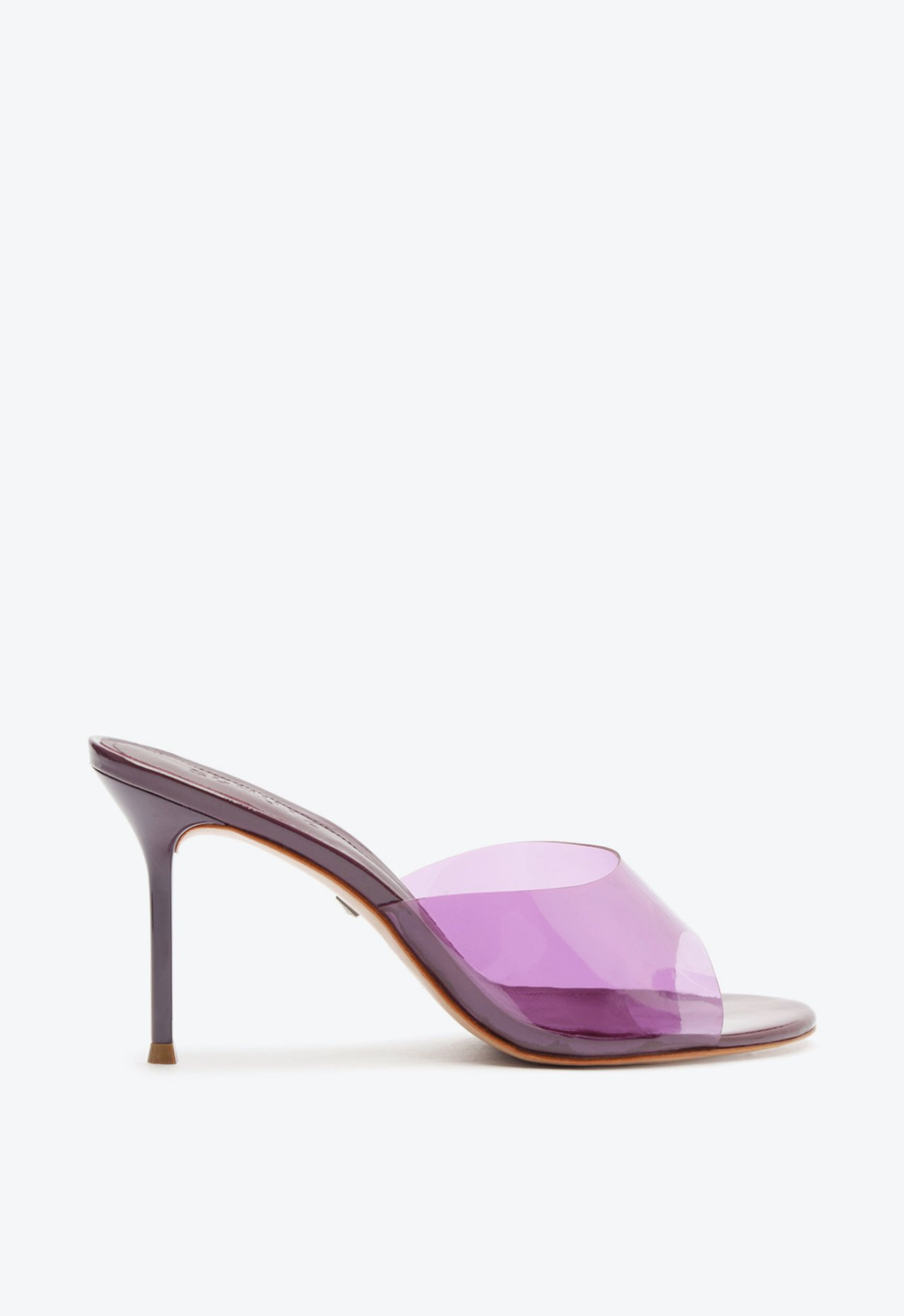 Sapato Mule Roxo Schutz Lina Vinil Salto Alto