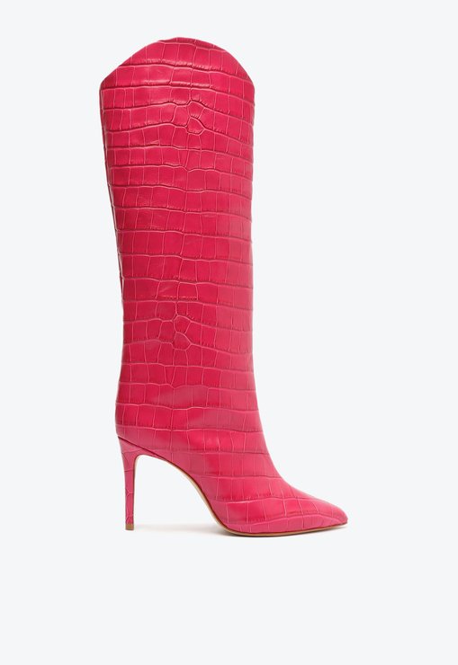 BOTA PINK SCHUTZ MARYANA COURO CROCO