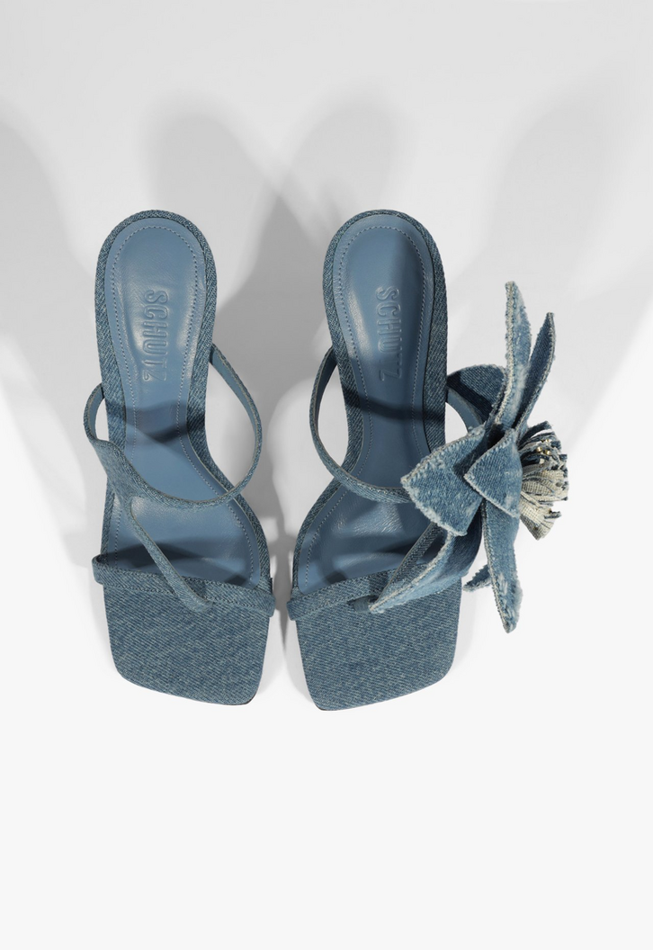 Sandália Mule Natalia Denim Jeans Azul | ZZ MALL
