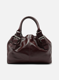 Bolsa Tote Vermelha Couro Grande Fivelas