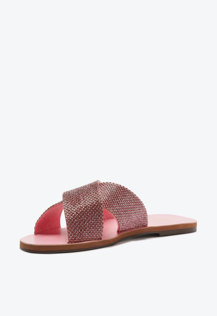 Rasteira Tiras Cruzadas Glam Rosa