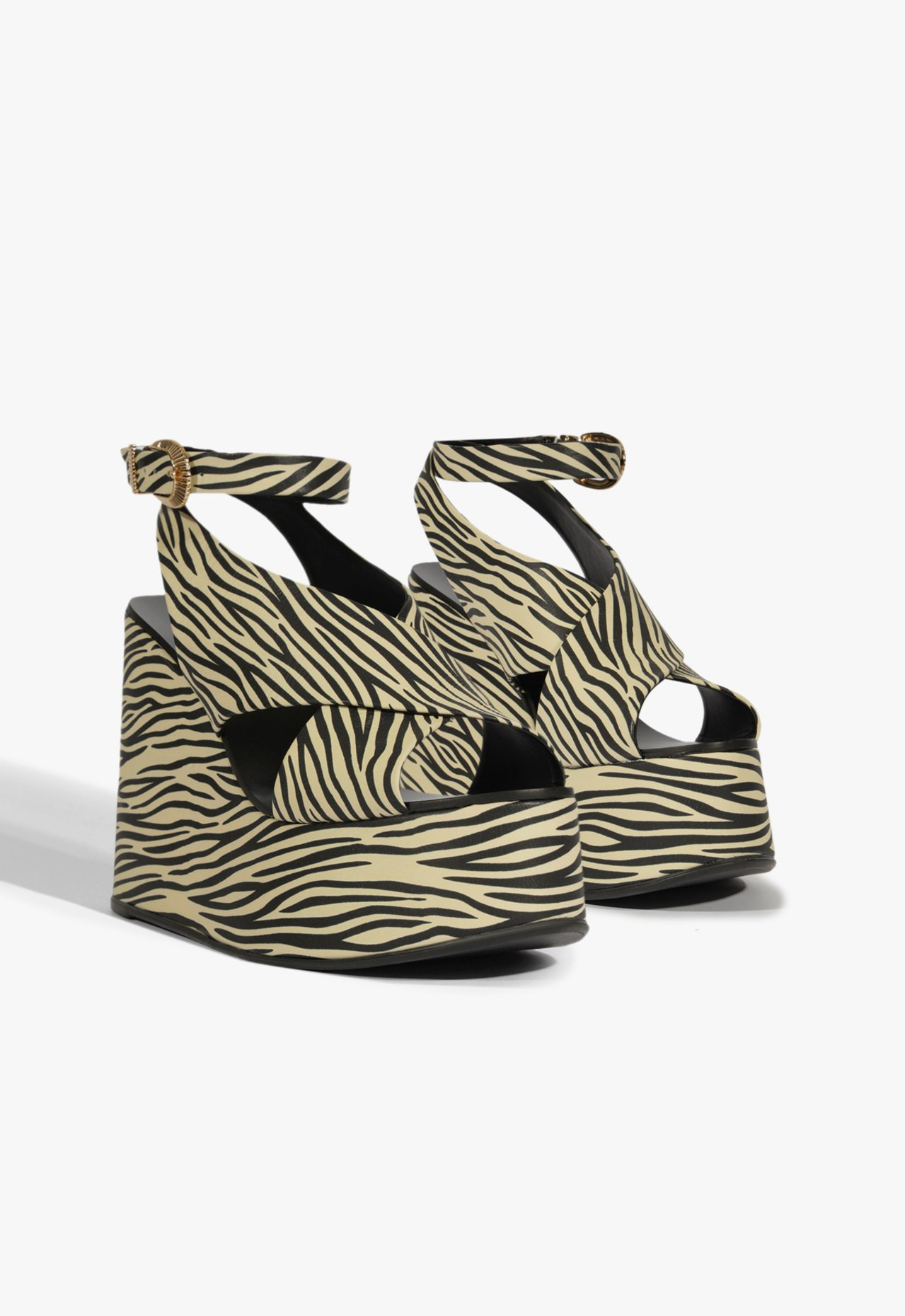 Sandália Plataforma Cruzada Couro Zebra | ZZ MALL