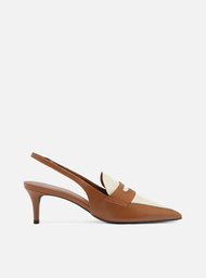Scarpin Marrom Arezzo Verniz Salto Baixo Sling Back