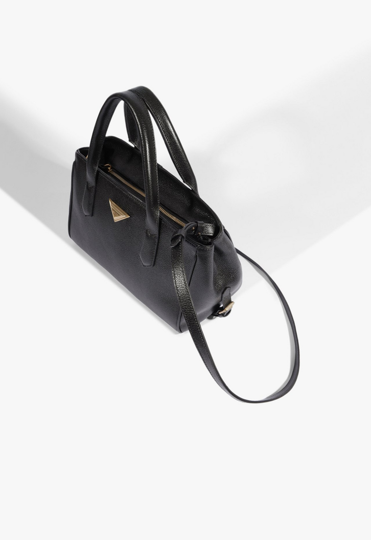 Bolsa Tote Celline Média Couro Preta | ZZ MALL