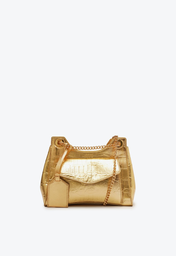 Bolsa Dourada Schutz Transversal Couro Croco