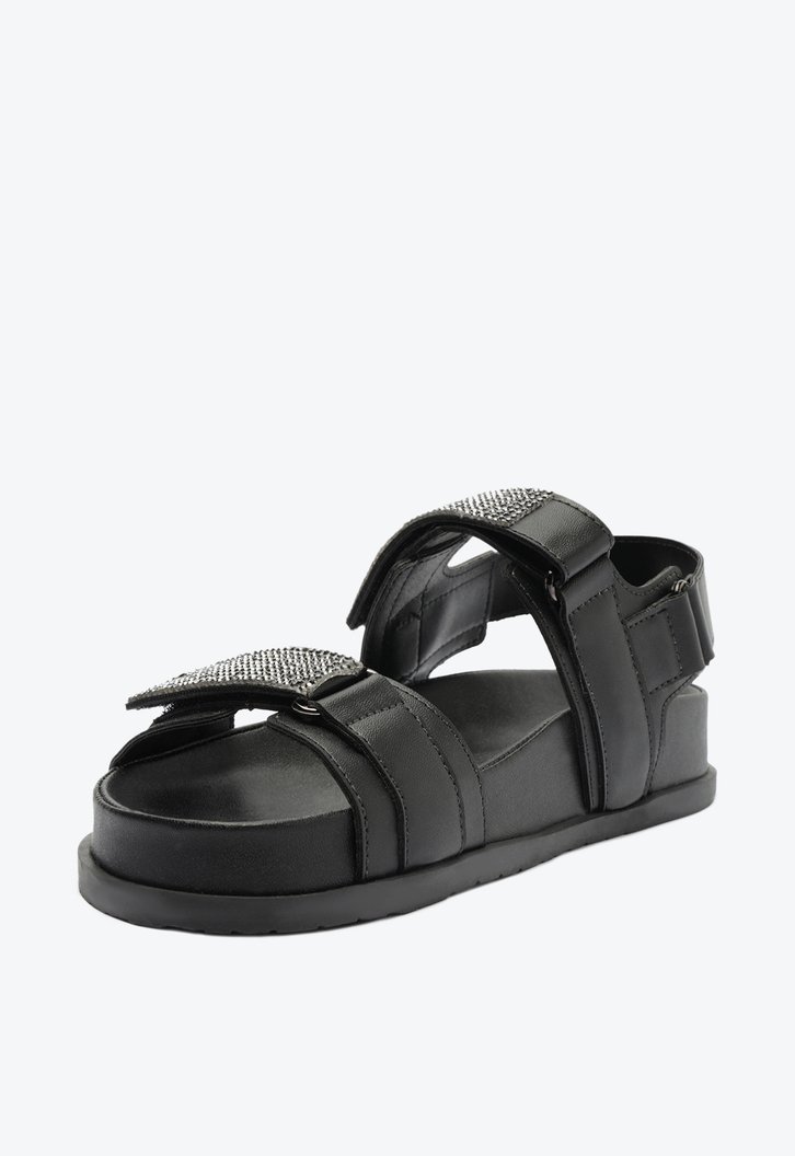 Sandália Papete Preta Anacapri Velcro Glam