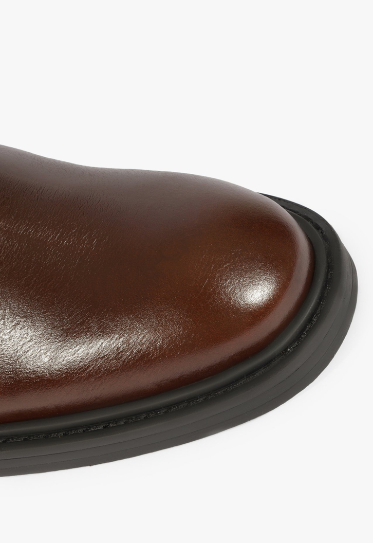 Bota Cano Baixo Couro Marrom