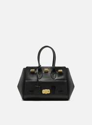 Bolsa Tote Preta Arezzo Couro Média Bolso Recortes