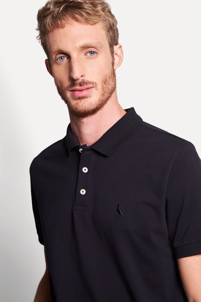 CAMISA POLO PRETA RESERVA PIQUET CLASSICA