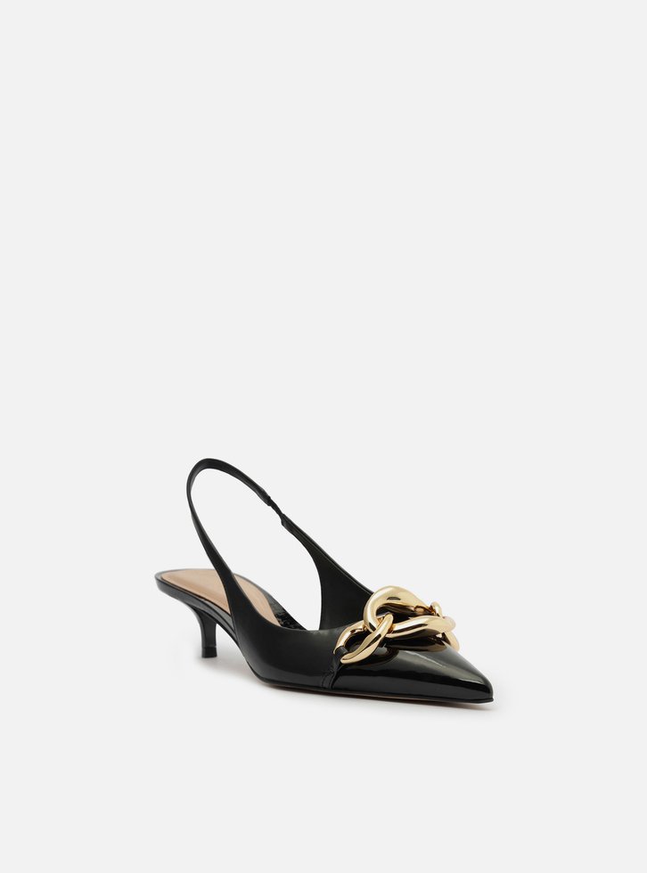 Scarpin Preto Salto Kitten Slingback Elos