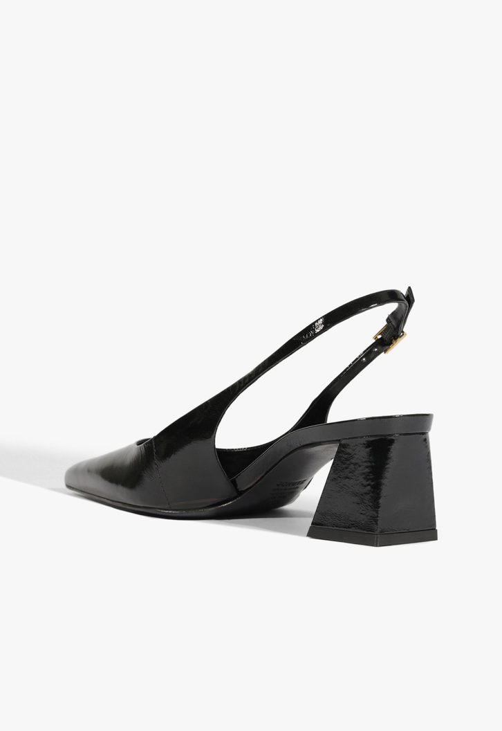 Scarpin Slingback Rhonda Mid Couro Preto