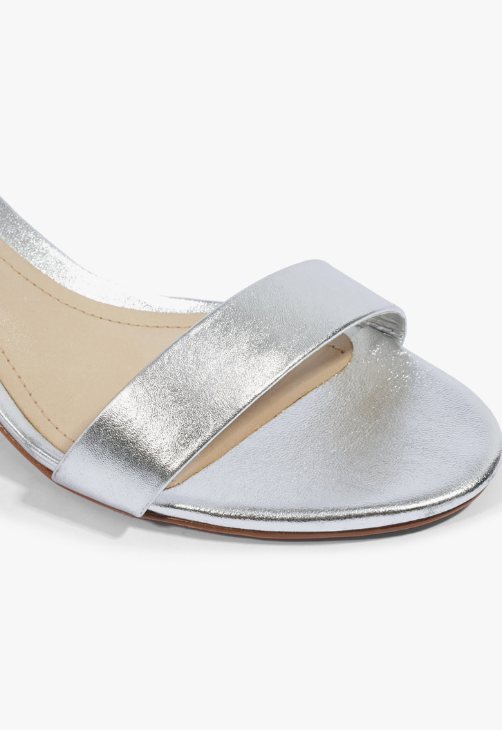 Sandália Block Heel Prata