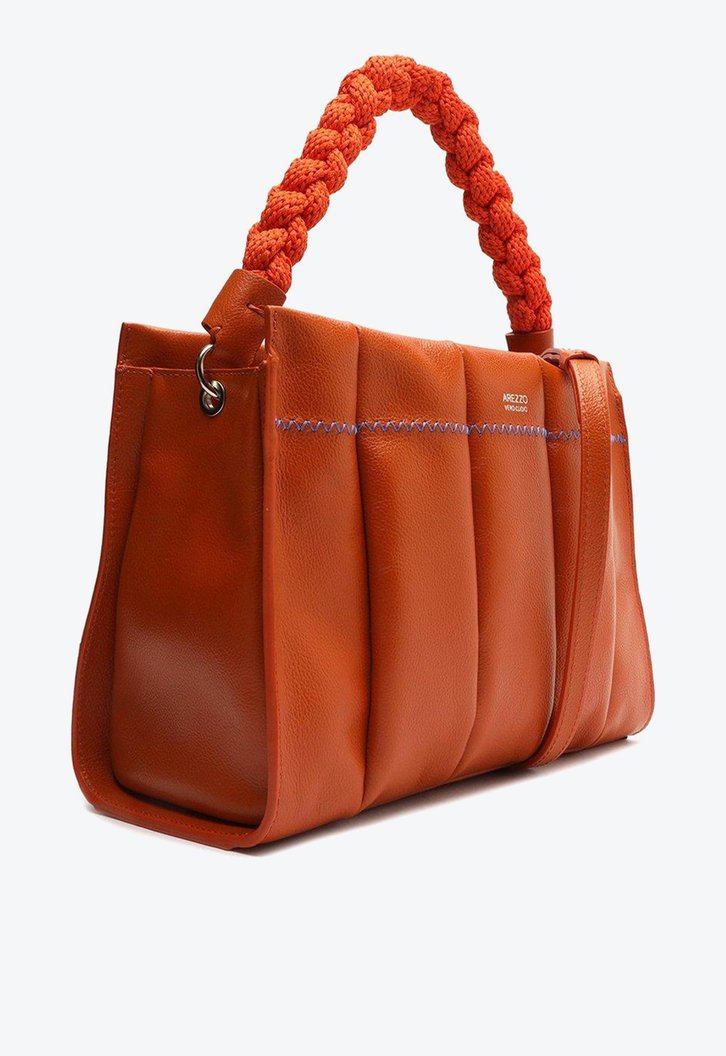 Tote Laranja Arezzo Couro Milano Grande Alça Cordão
