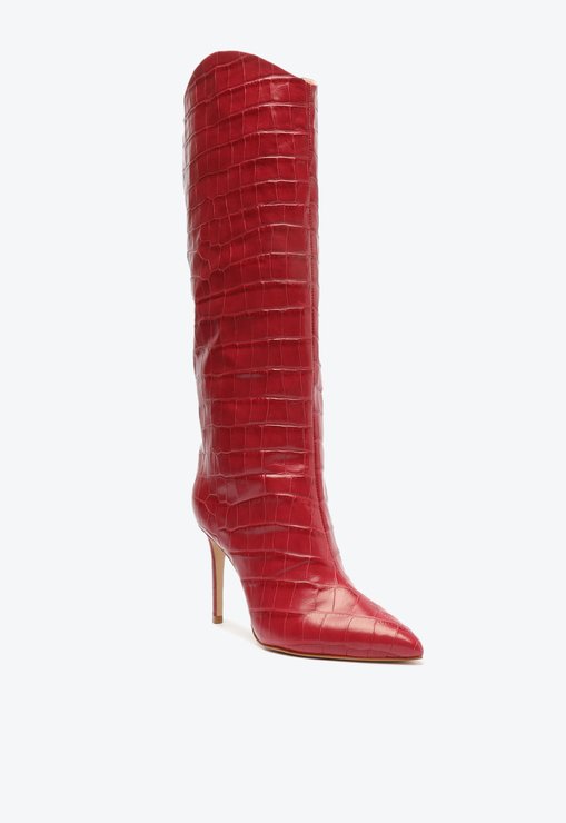 BOTA VERMELHA SCHUTZ MARYANA COURO CROCO