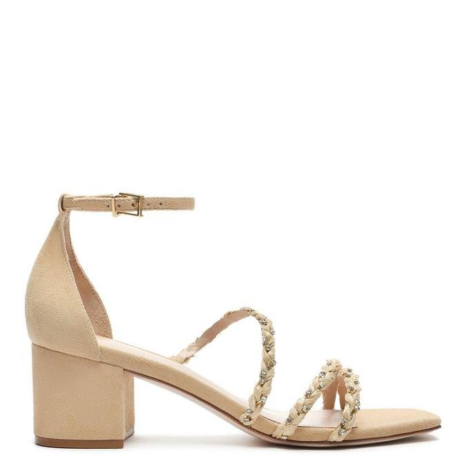 Sandalia Schutz Block Heel Glam Rafia Natural Zz Mall