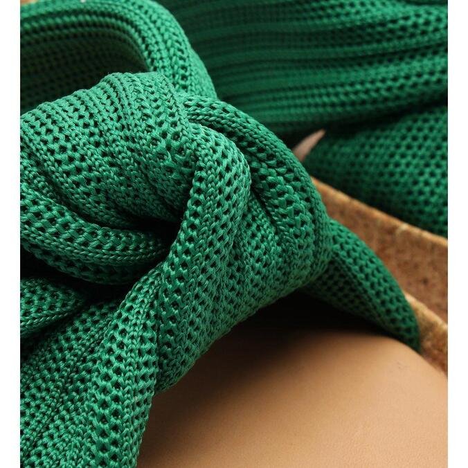 Rasteira Arezzo Verde Knit Flatform Isis