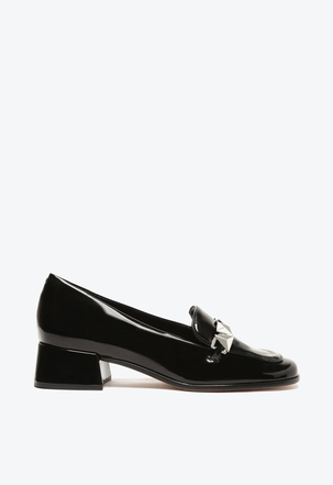 Sapato Preto Schutz Boneca Salto Bloco Baixo Verniz ZZ MALL