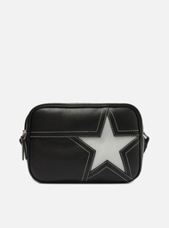 Bolsa Tiracolo Preta Arezzo Couro Pequena Star